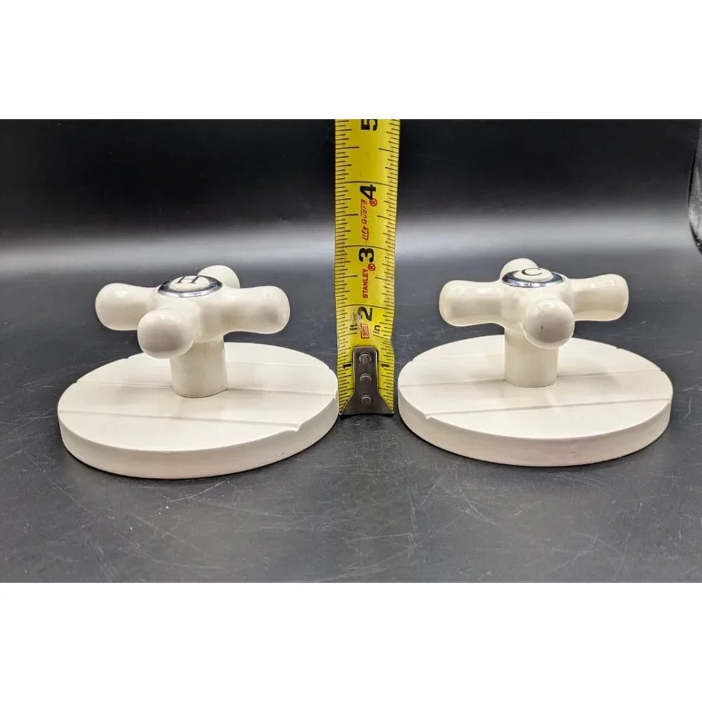 Pair Vintage Style Hot And Cold Faucet Handle Towel Hooks Wall Mount Bathroom